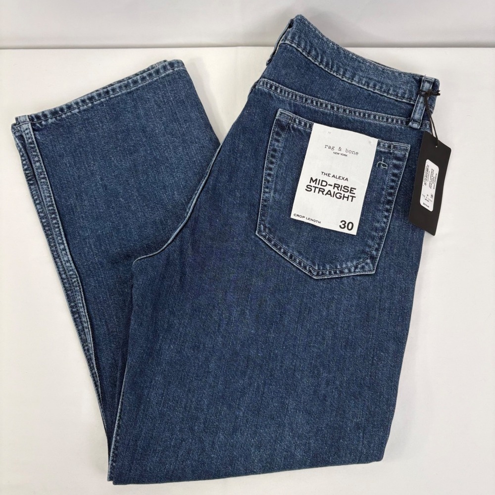 Rag & Bone Women's Alexa Mid-Rise Straight Crop Jeans Adair Blue 30 (33x27) NWT
